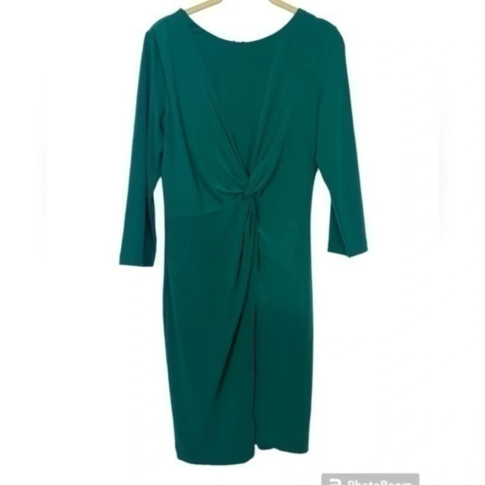 Pixley Emerald Green Twist Front Long Sleeve Dress Size Small